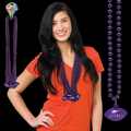 33" Purple Football Bead Necklace